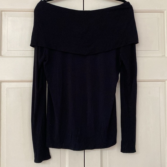 Soft Surroundings Eva Black Cowl‎ Neck Size Medium Rib Knit Long Sleeve Blouse - Picture 8 of 9